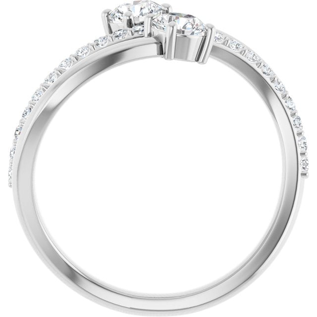 14k-white-3/4-ctw-lab-grown-diamond-two-stone-ring