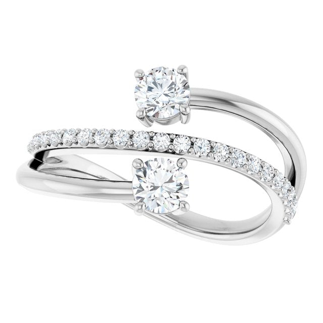 14k-white-3/4-ctw-lab-grown-diamond-two-stone-ring